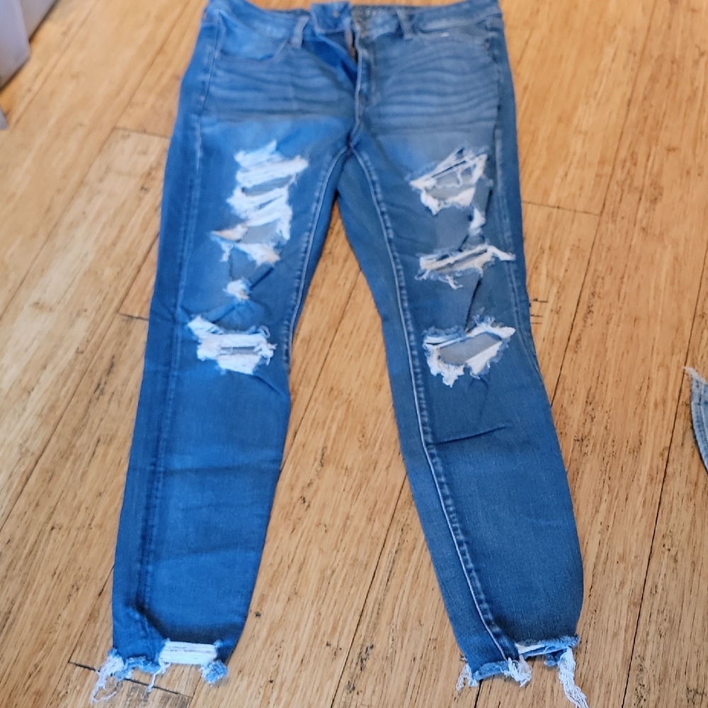 American Eagle Outfitters Ripped Blue Jegging Jeans